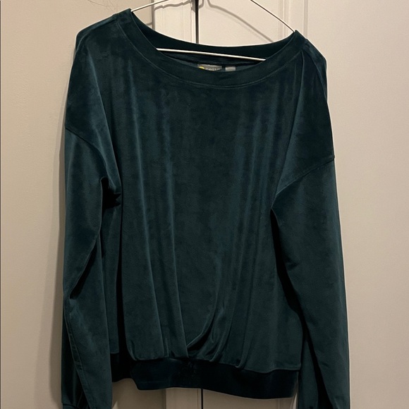 Zella Dark Teal Velvet Sweatshirt - Picture 1 of 7
